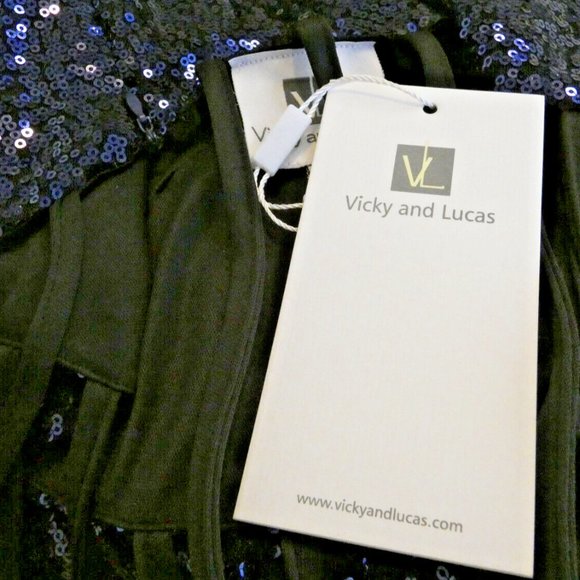 Vintage Vamp Dress Blue Sequins Sexy Prom Goth Cocktail Party Petite Size SP - Picture 8 of 10